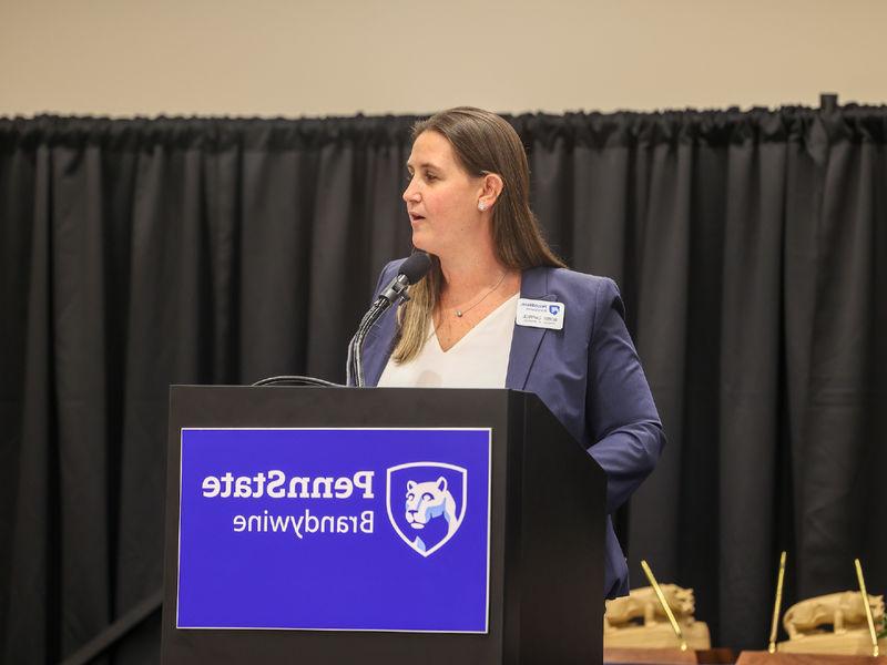 woman at podium